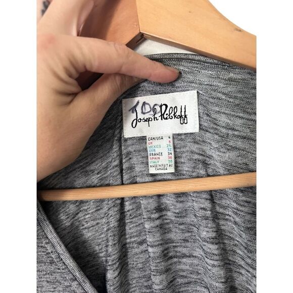 Joseph Ribkoff Layered 3/4 Sleeve V-Neck Tunic Top Silver Marled Gray Size 4 - Picture 5 of 12